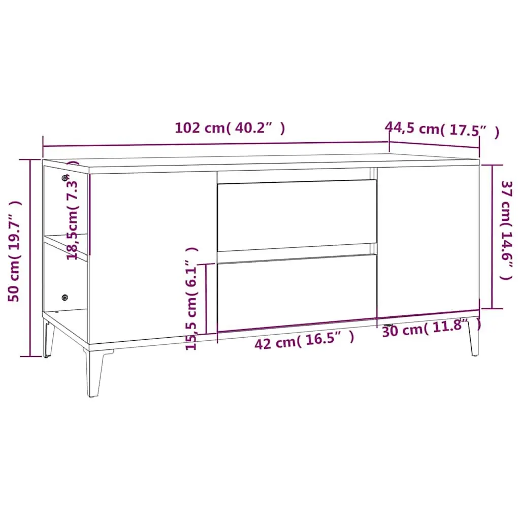 TV Cabinet for Living Room Sonoma Oak Brown Engineered Wood 102 x 44.5 x 50 cm