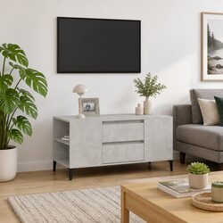 Grey TV Cabinet Specifications: 102x44.5x50 cm, Engineered Wood