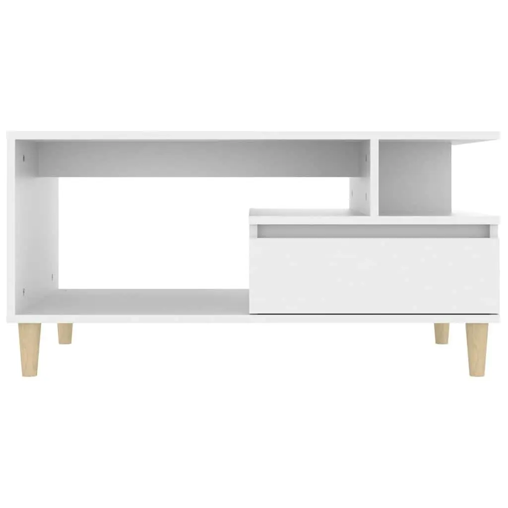 Coffee Table for Living Room White 90x49x45 cm with Drawer Storage Compartments Engineered Wood