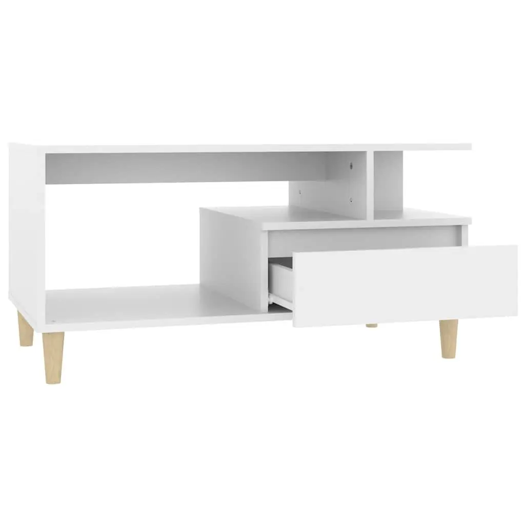 Coffee Table for Living Room White 90x49x45 cm with Drawer Storage Compartments Engineered Wood