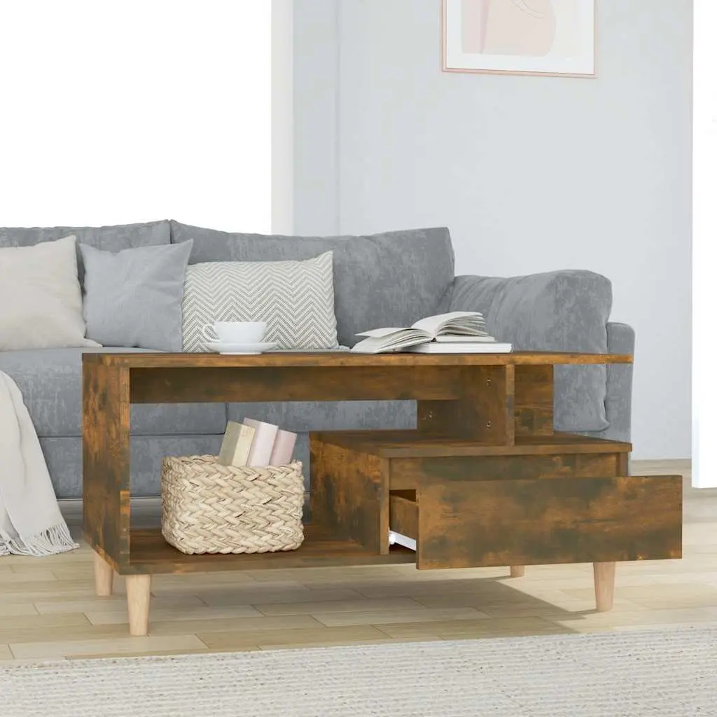 Coffee Table for Living Room Smoked Oak 90L x 49W x 45H cm