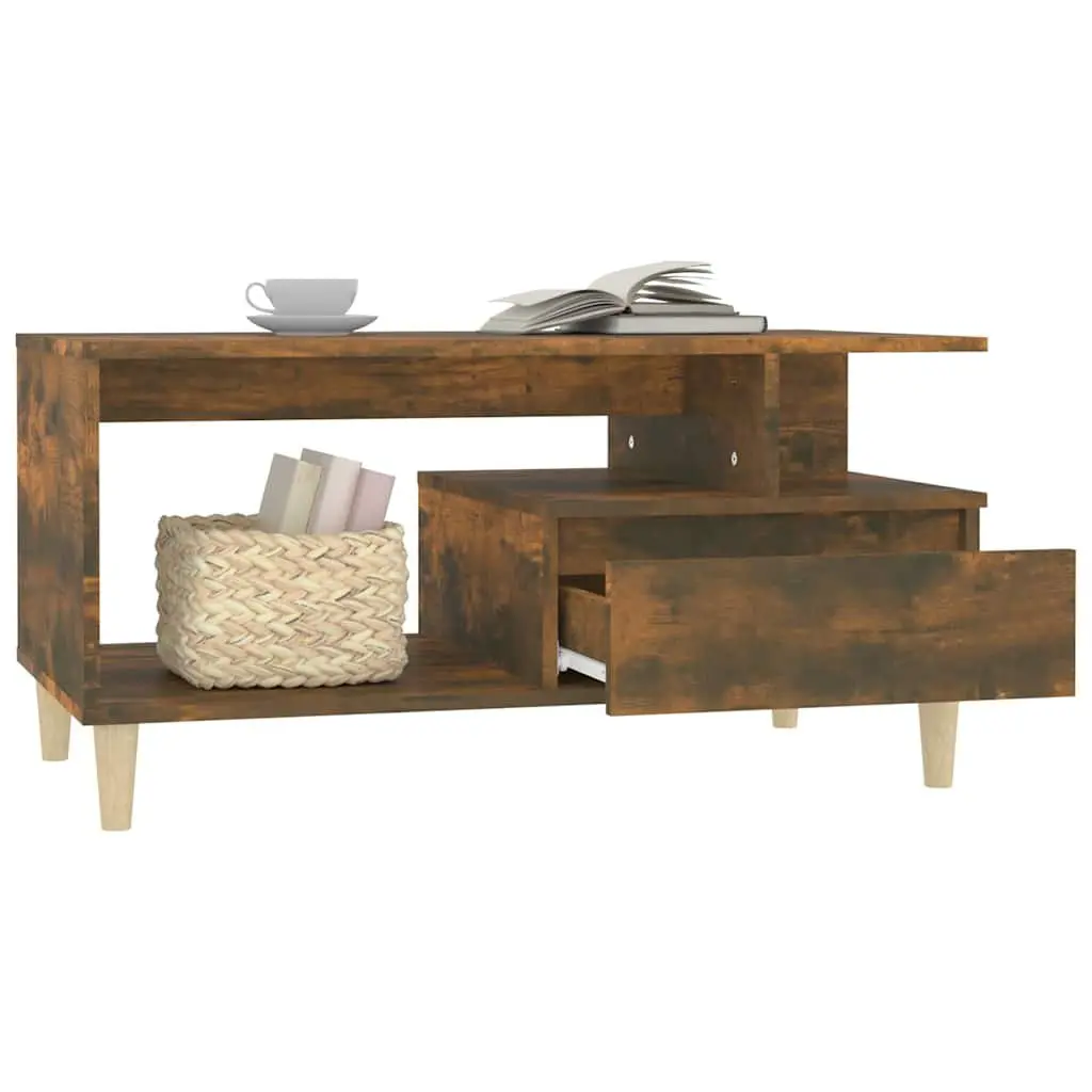Coffee Table for Living Room Smoked Oak 90L x 49W x 45H cm