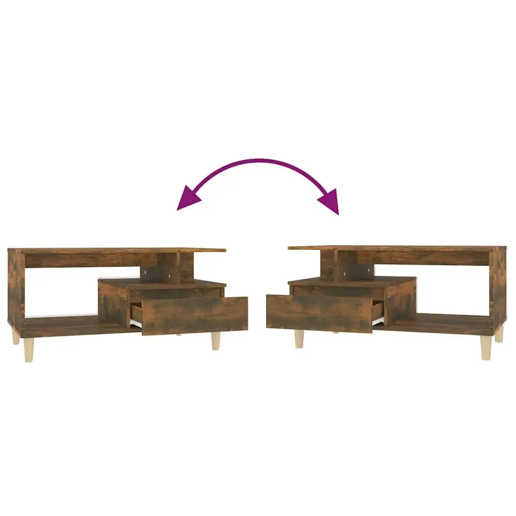Coffee Table for Living Room Smoked Oak 90L x 49W x 45H cm