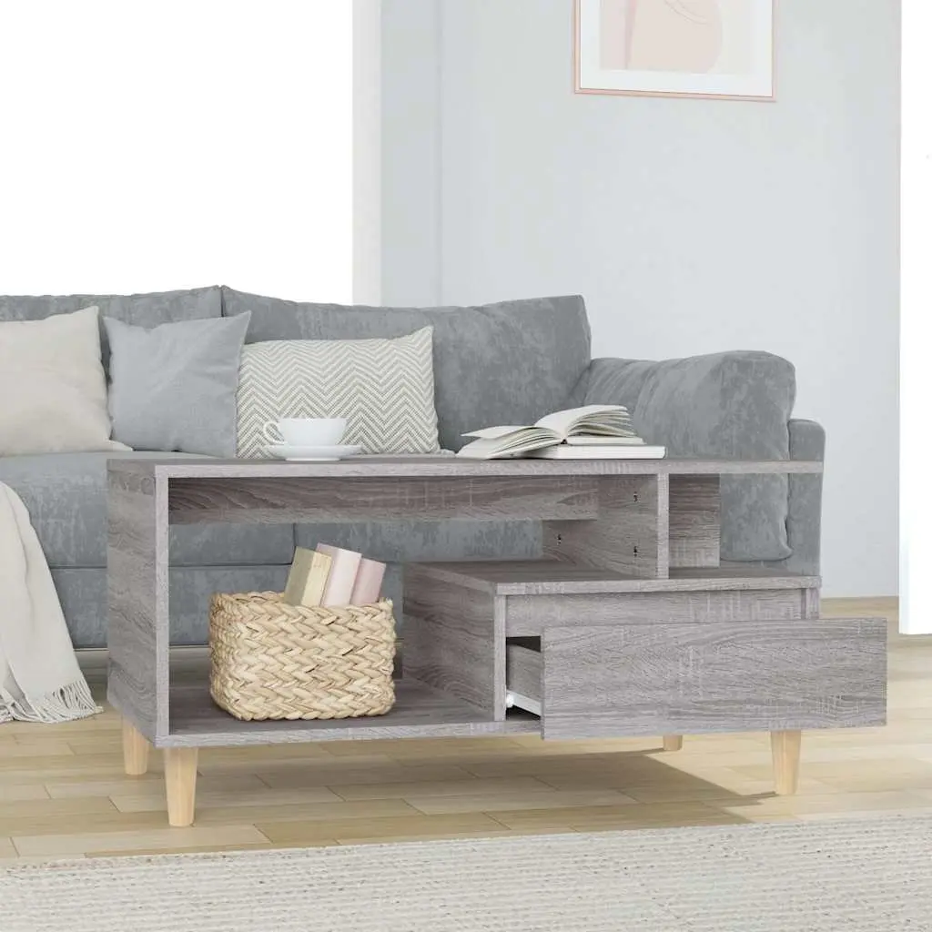Coffee Table Grey Sonoma 90x49x45cm Open Compartment Drawer Storage Accent Table