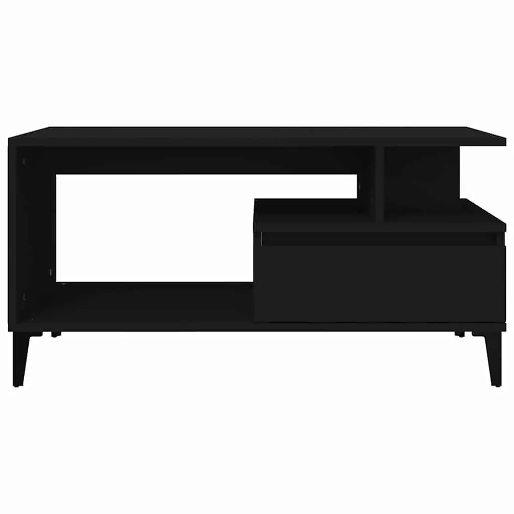 Coffee Table Black Engineered Wood Living Room Accent Storage Furniture