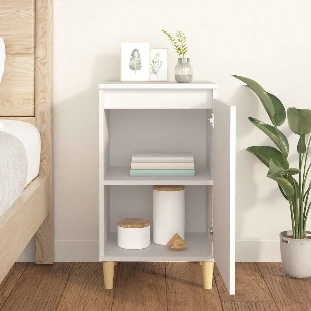 Bedside Cabinet White 40x35x70cm Nightstand Side Table with Door Storage