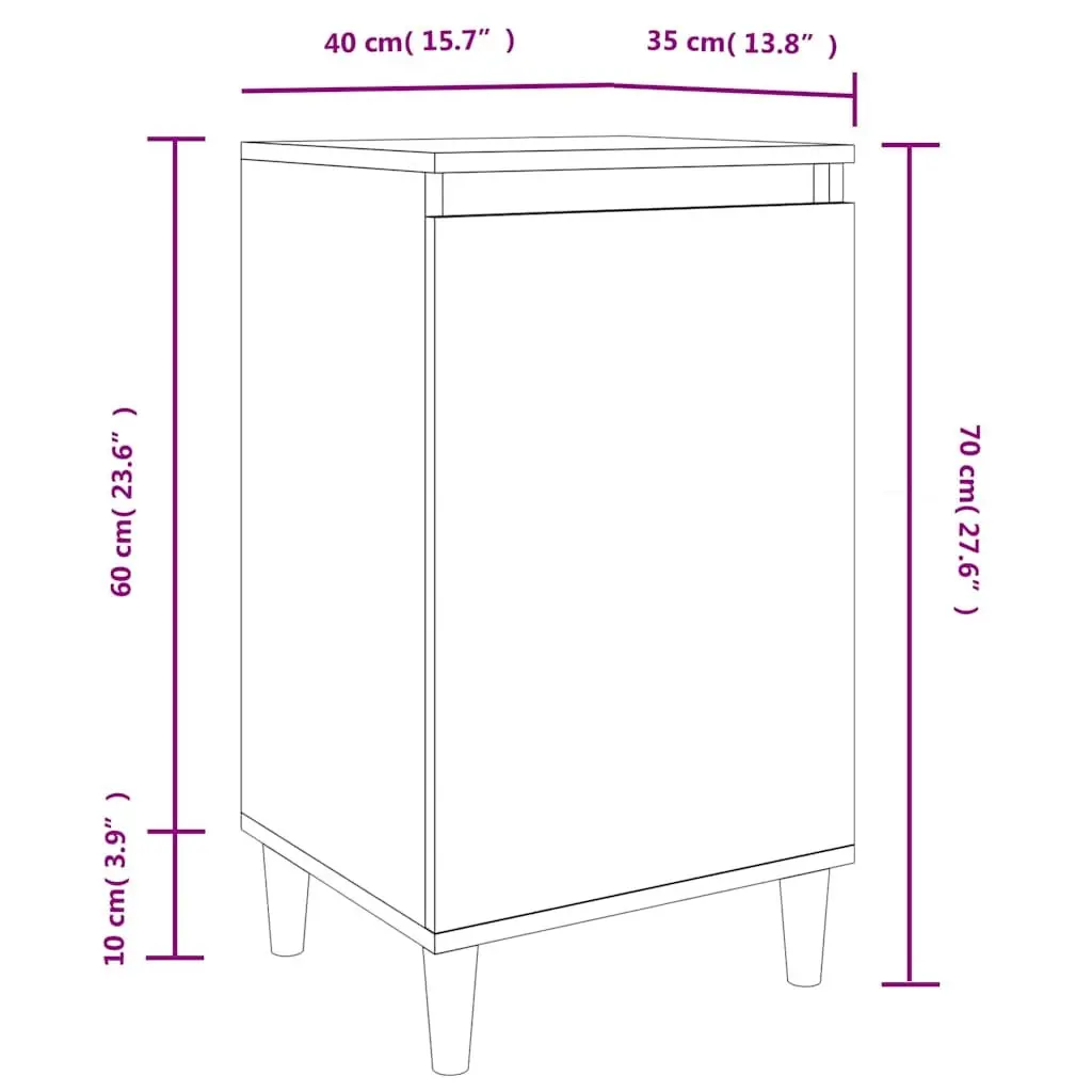 Bedside Cabinet White 40x35x70cm Nightstand Side Table with Door Storage