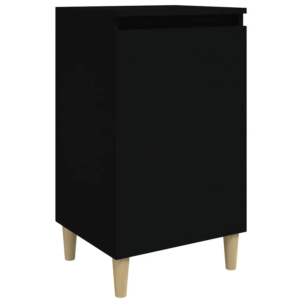 Bedside Cabinet Black Engineered Wood Nightstand Storage Table 40x35x70cm