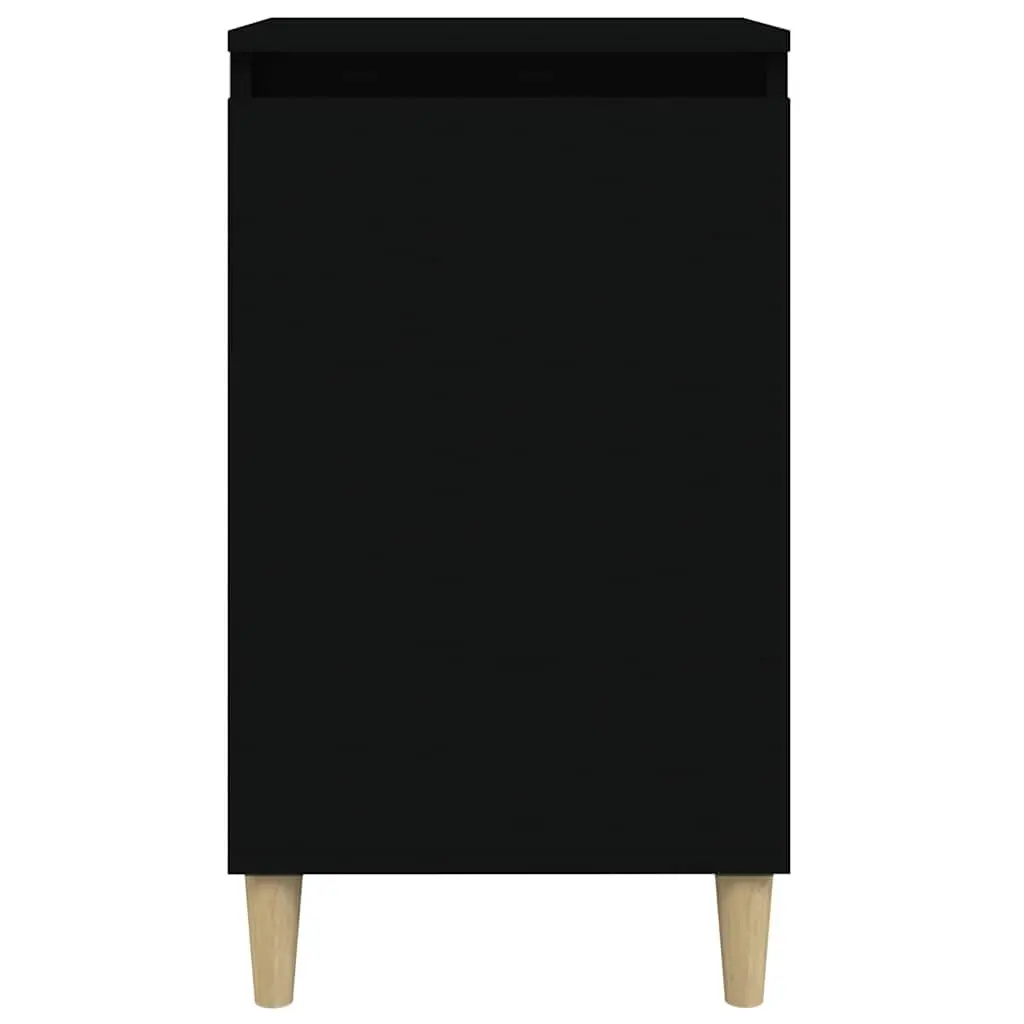 Bedside Cabinet Black Engineered Wood Nightstand Storage Table 40x35x70cm