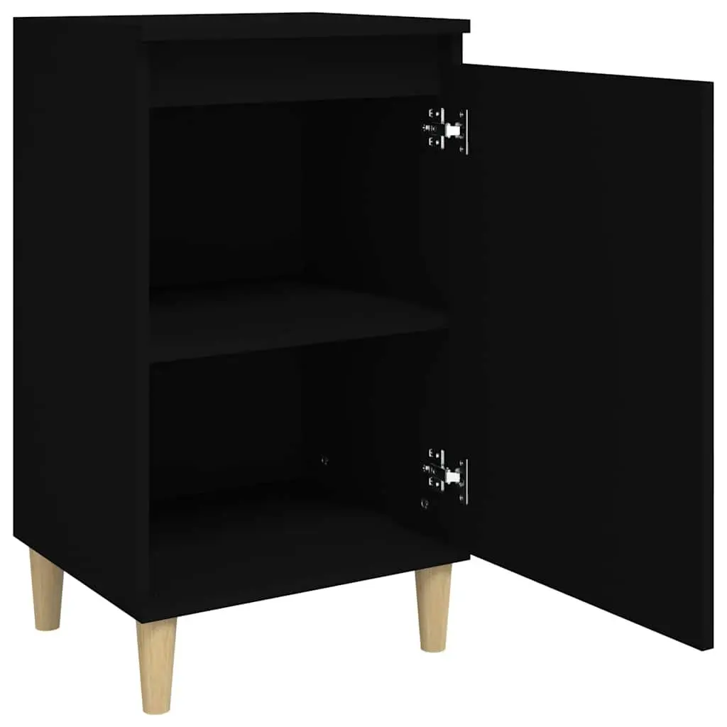 Bedside Cabinet Black Engineered Wood Nightstand Storage Table 40x35x70cm