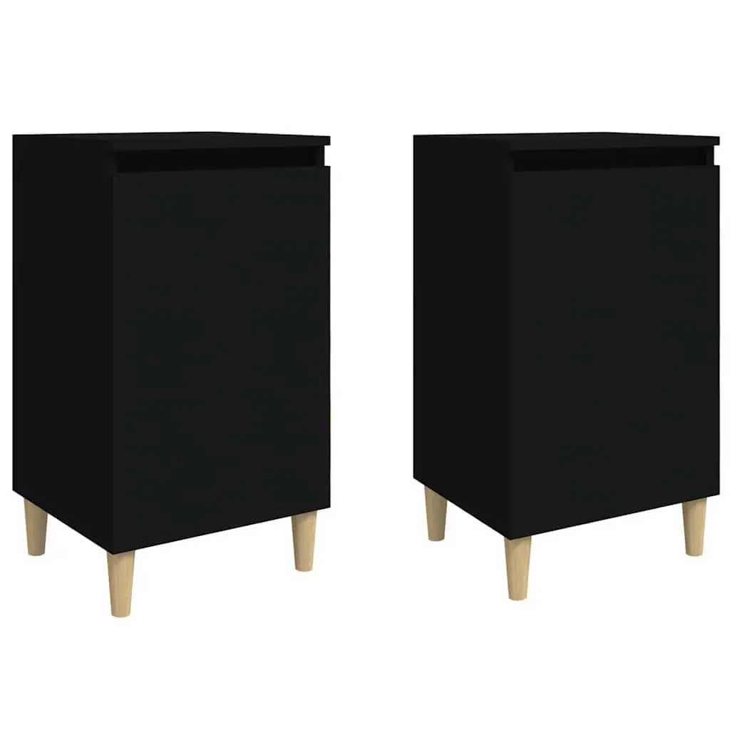 Bedside Cabinet Set for Bedroom Storage Black 40x35x70 cm Engineered Wood Nightstand