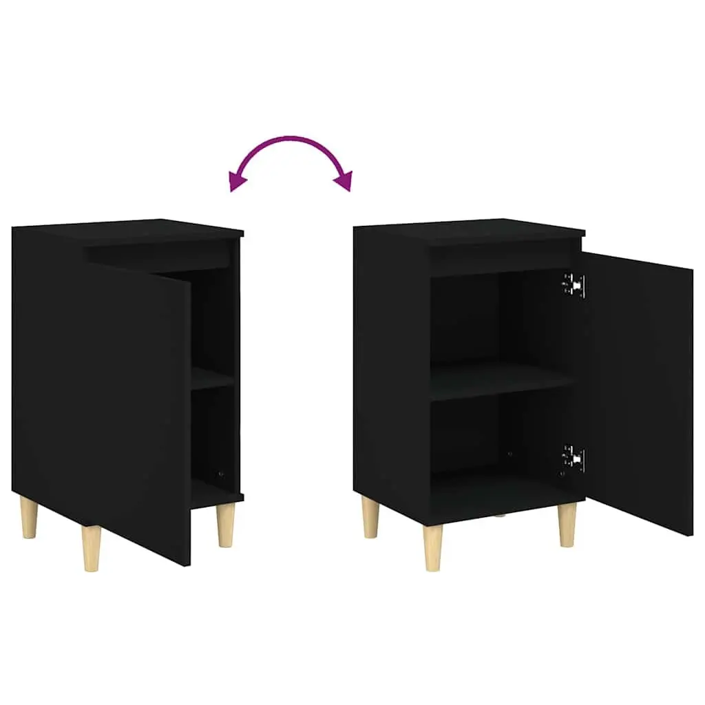 Bedside Cabinet Set for Bedroom Storage Black 40x35x70 cm Engineered Wood Nightstand