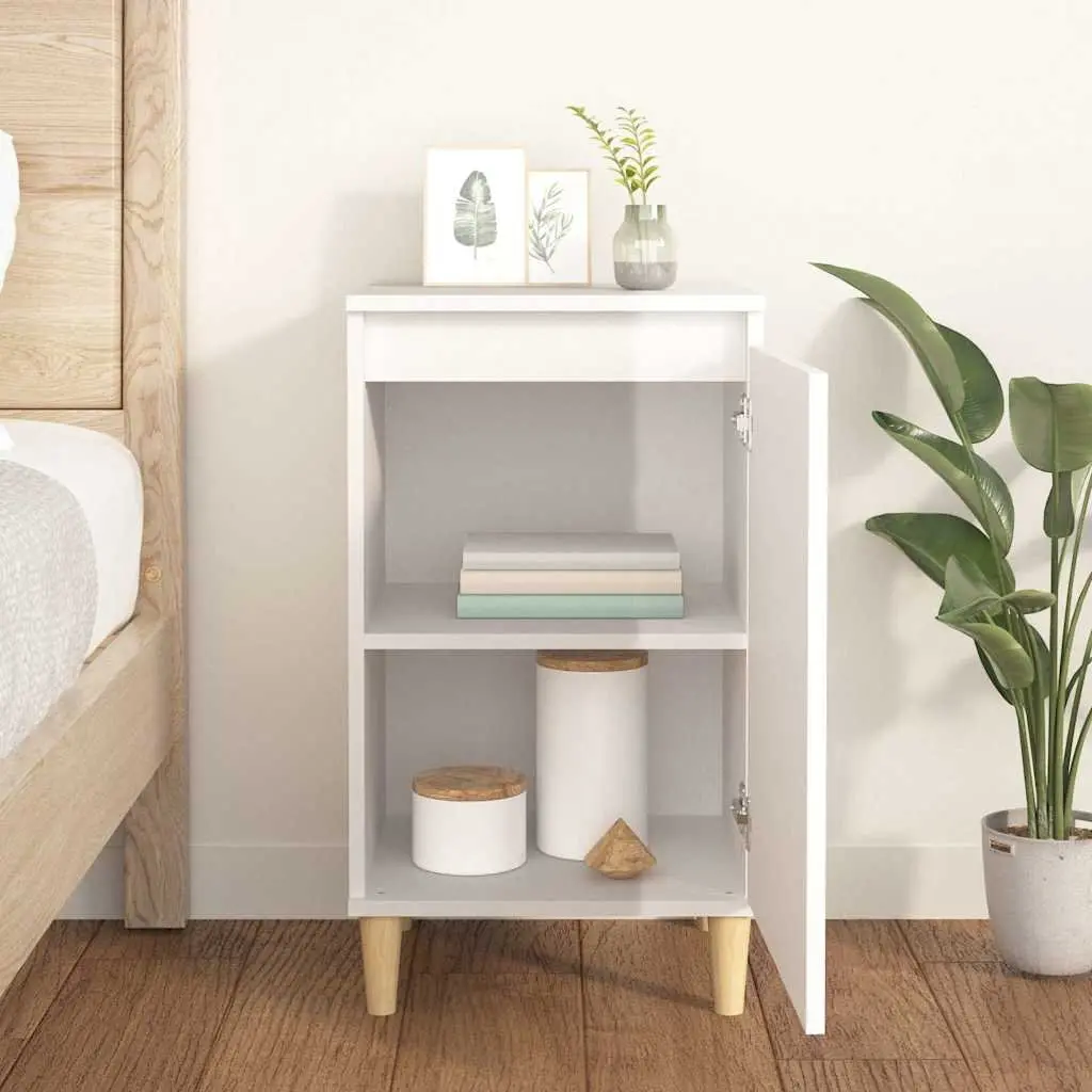 Bedside Cabinet White High Gloss 40x35x70cm Nightstand Storage Table