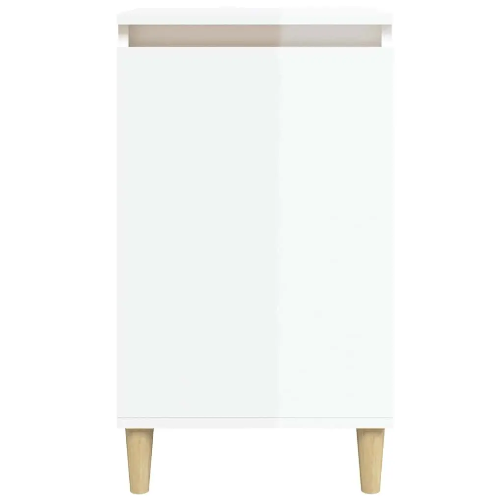 Bedside Cabinet White High Gloss 40x35x70cm Nightstand Storage Table