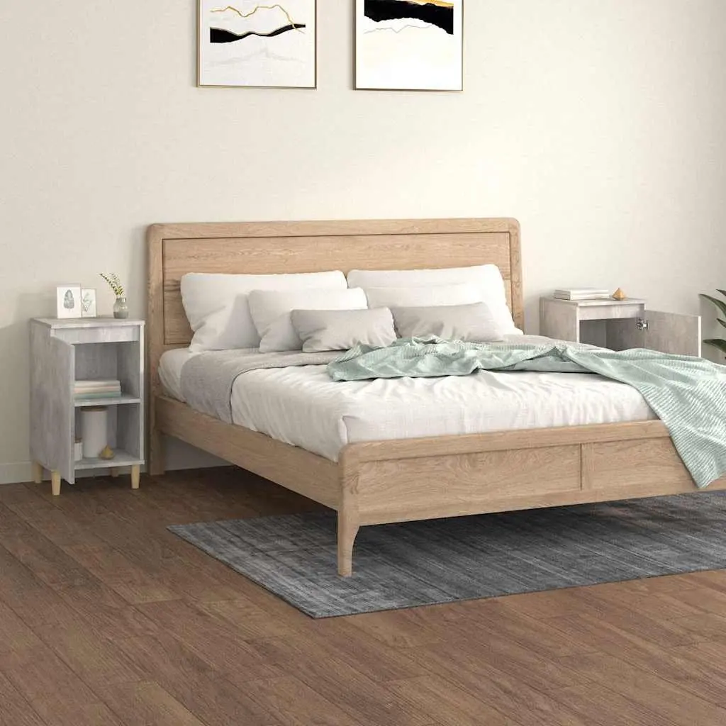 Bedside Cabinets 2 pcs Grey 40x35x70 cm Engineered Wood Nightstand Storage