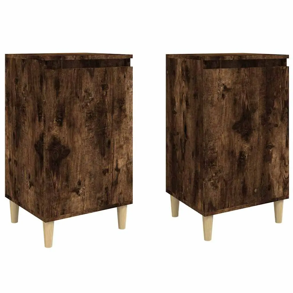 Bedside Cabinets 2 pcs Bedroom Storage Brown Engineered Wood 40x35x70cm