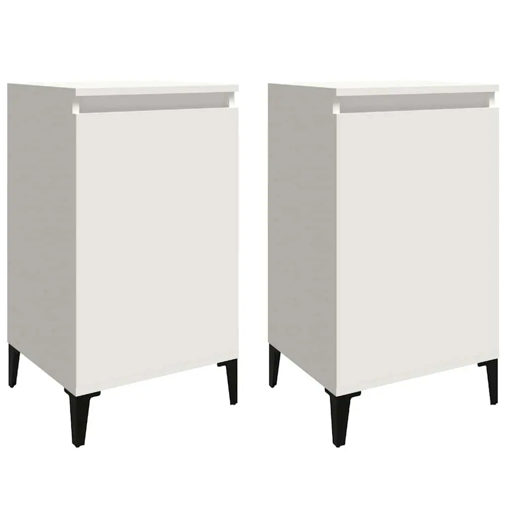 Bedside Cabinets 2 pcs White Nightstands Bedroom Storage Cabinet with Door 40 x 35 x 70 cm