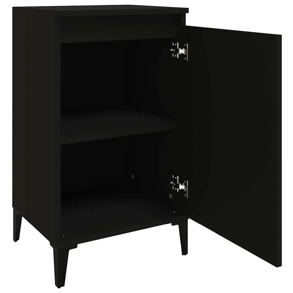 Bedside Cabinet Black Bedroom Storage Side Table 40x35x70 cm