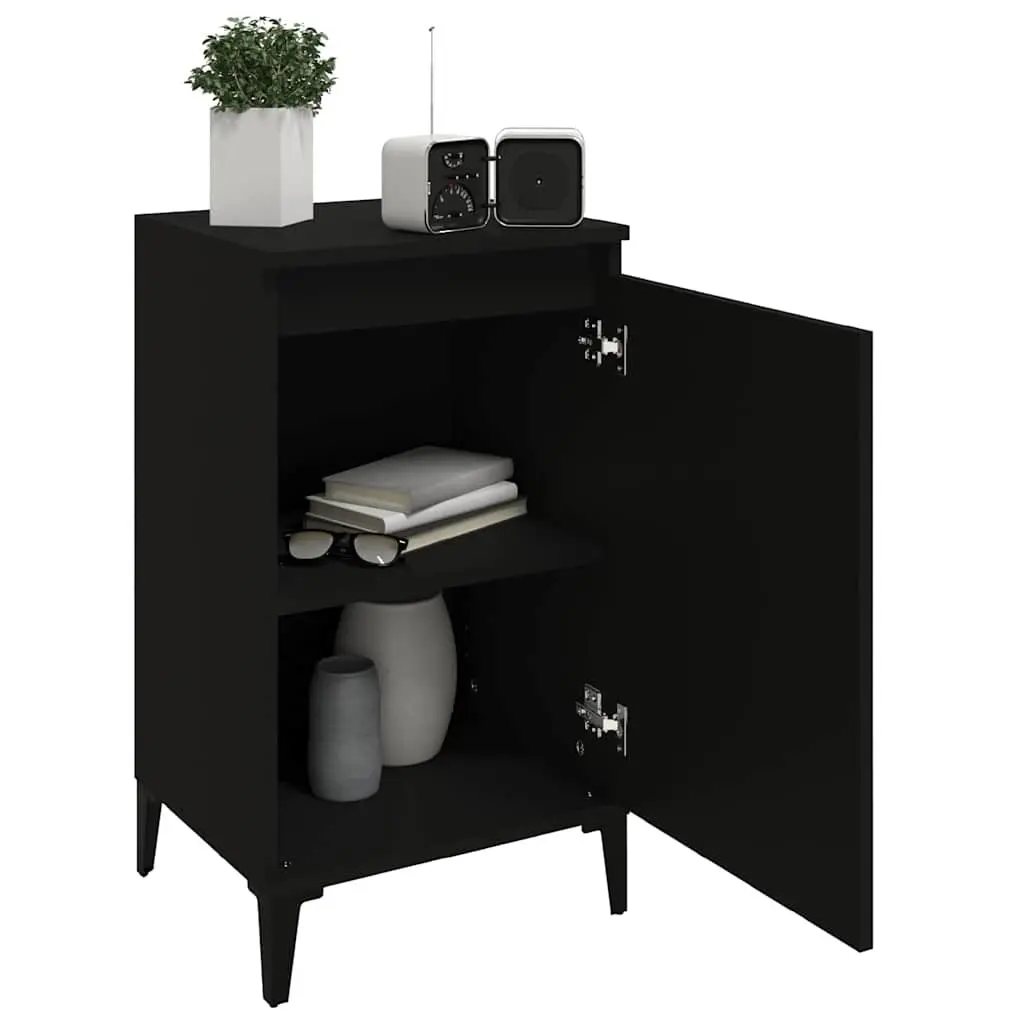 Bedside Cabinet Black Bedroom Storage Side Table 40x35x70 cm