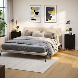 2-Piece Black Bedside Cabinet Set - 40x35x70 cm