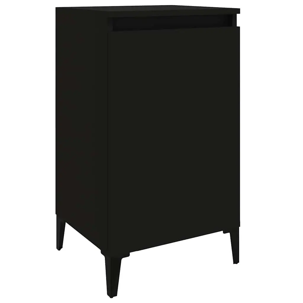 Bedside Cabinets Black Nightstand with Door Storage 2 Piece 40 x 35 x 70 cm