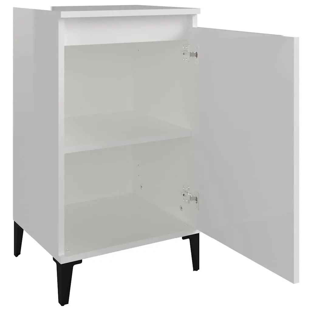 Bedside Cabinet White High Gloss 40x35x70 cm Engineered Wood Nightstand Storage