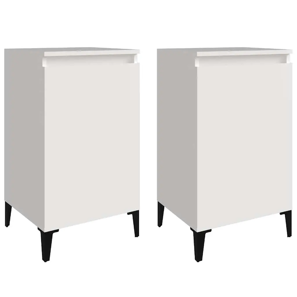 Bedside Cabinets 2 pcs High Gloss White Nightstands Bedroom Storage 40x35x70cm