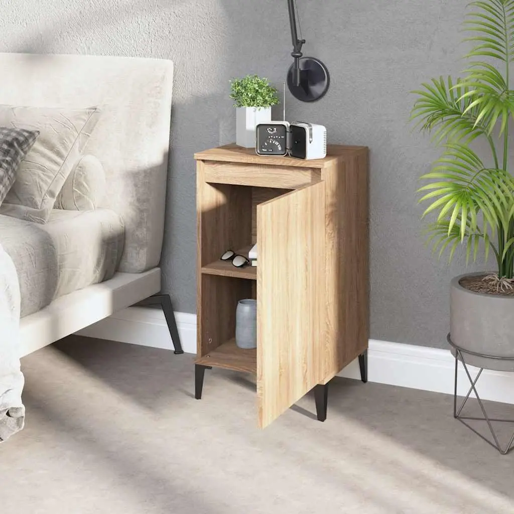 Bedside Cabinet 2 pcs Brown Engineered Wood Nightstand Storage Table 40x35x70cm