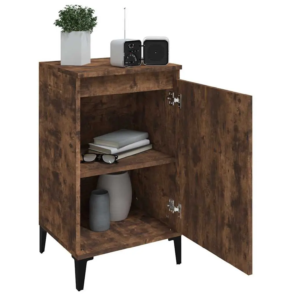 Bedside Cabinets 2 pcs Smoked Oak Nightstands Bedroom Storage 40x35x70 cm