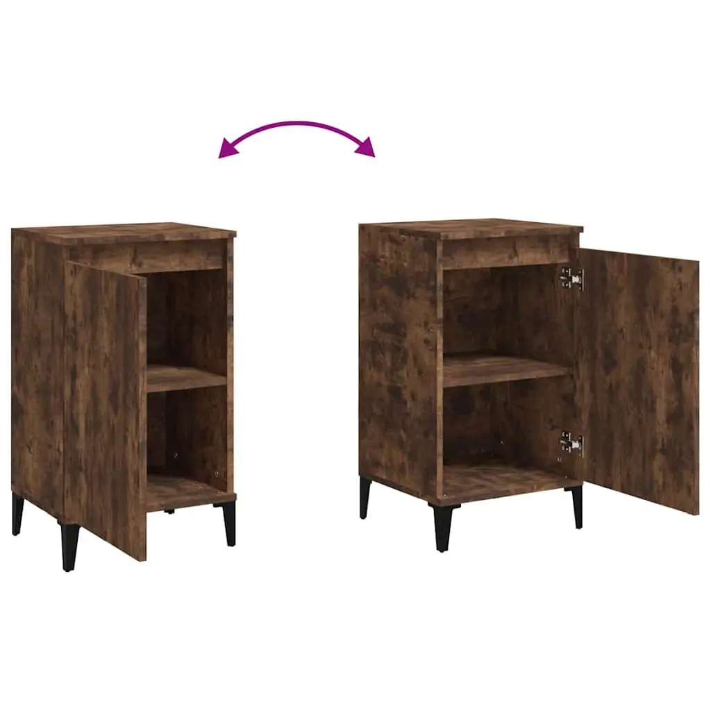 Bedside Cabinets 2 pcs Smoked Oak Nightstands Bedroom Storage 40x35x70 cm