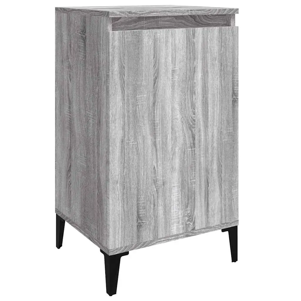 Grey Engineered Wood Nightstands Set of 2 for Bedroom Storage with Metal Legs and 2 Compartment Doors