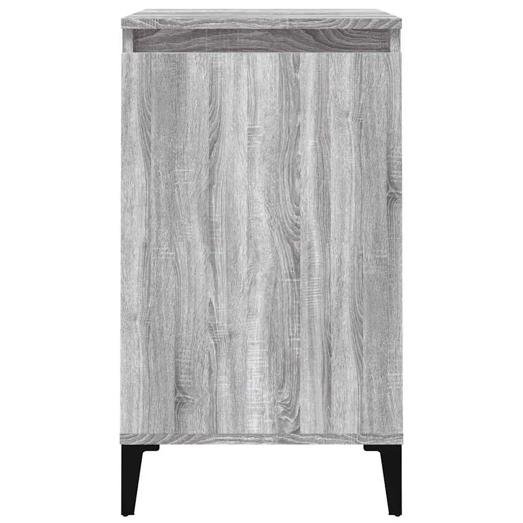 Grey Engineered Wood Nightstands Set of 2 for Bedroom Storage with Metal Legs and 2 Compartment Doors