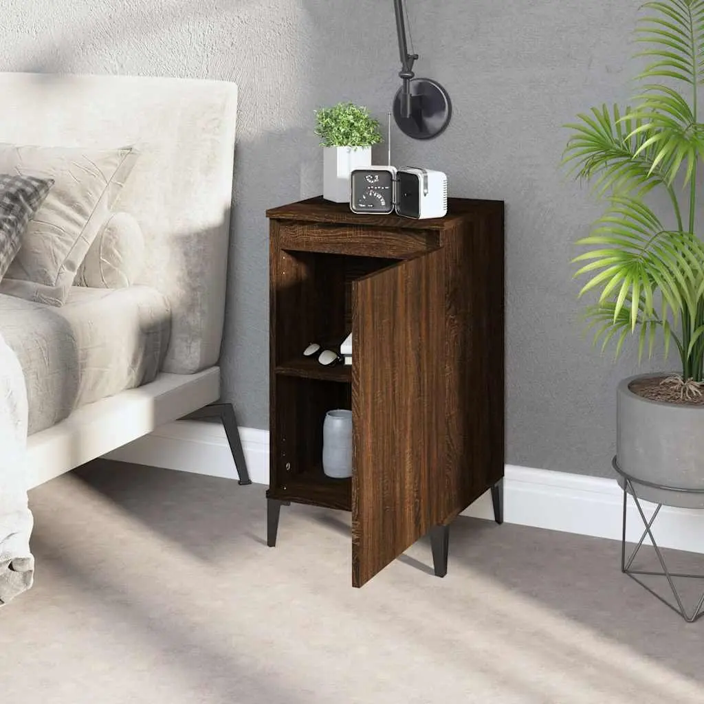Bedside Cabinets Bedroom 2 Piece Brown Oak Nightstands Storage Cabinet