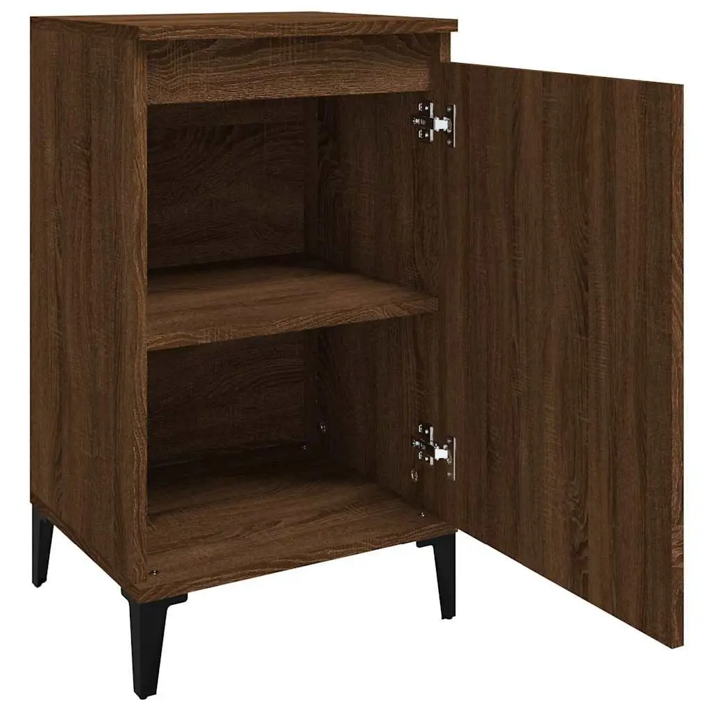 Bedside Cabinets Bedroom 2 Piece Brown Oak Nightstands Storage Cabinet