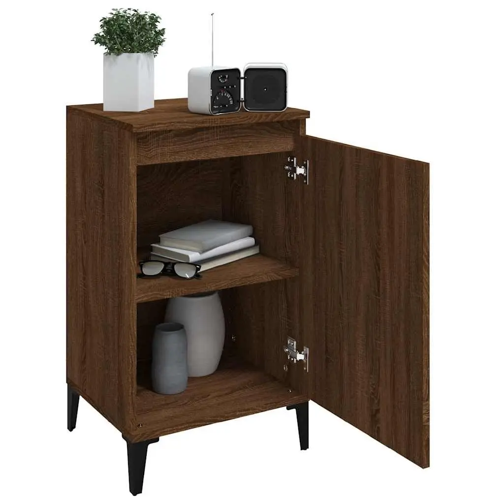 Bedside Cabinets Bedroom 2 Piece Brown Oak Nightstands Storage Cabinet