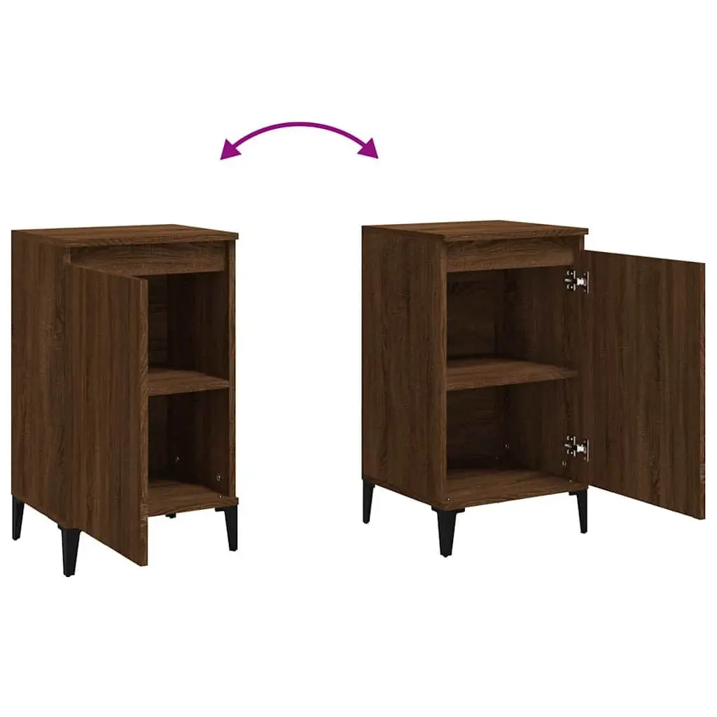 Bedside Cabinets Bedroom 2 Piece Brown Oak Nightstands Storage Cabinet