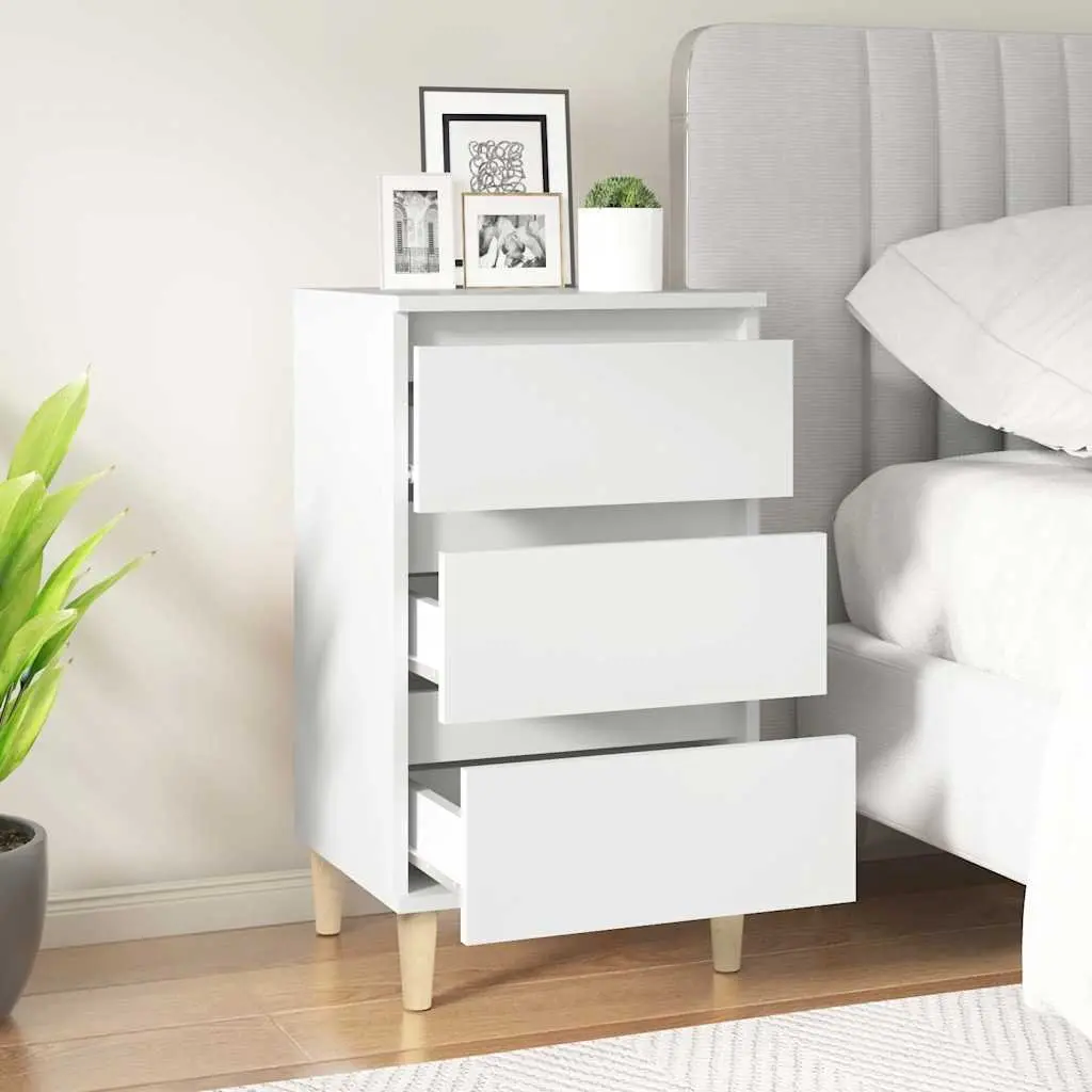 3 Drawer Nightstand White 40x35x70 cm Bedside Cabinet Storage Furniture