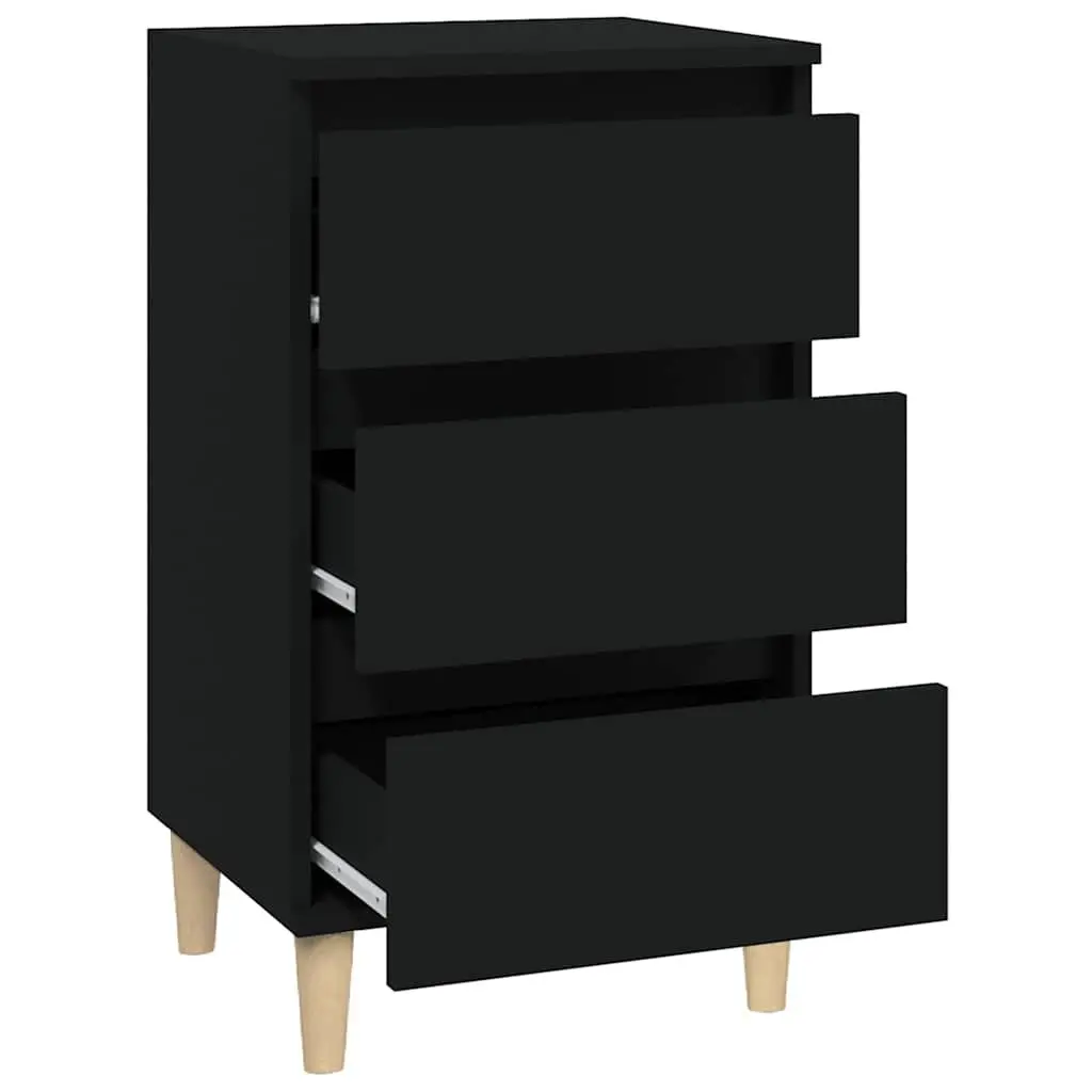 Bedside Cabinet Black 40x35x70 cm Engineered Wood Nightstand 3 Drawers Storage