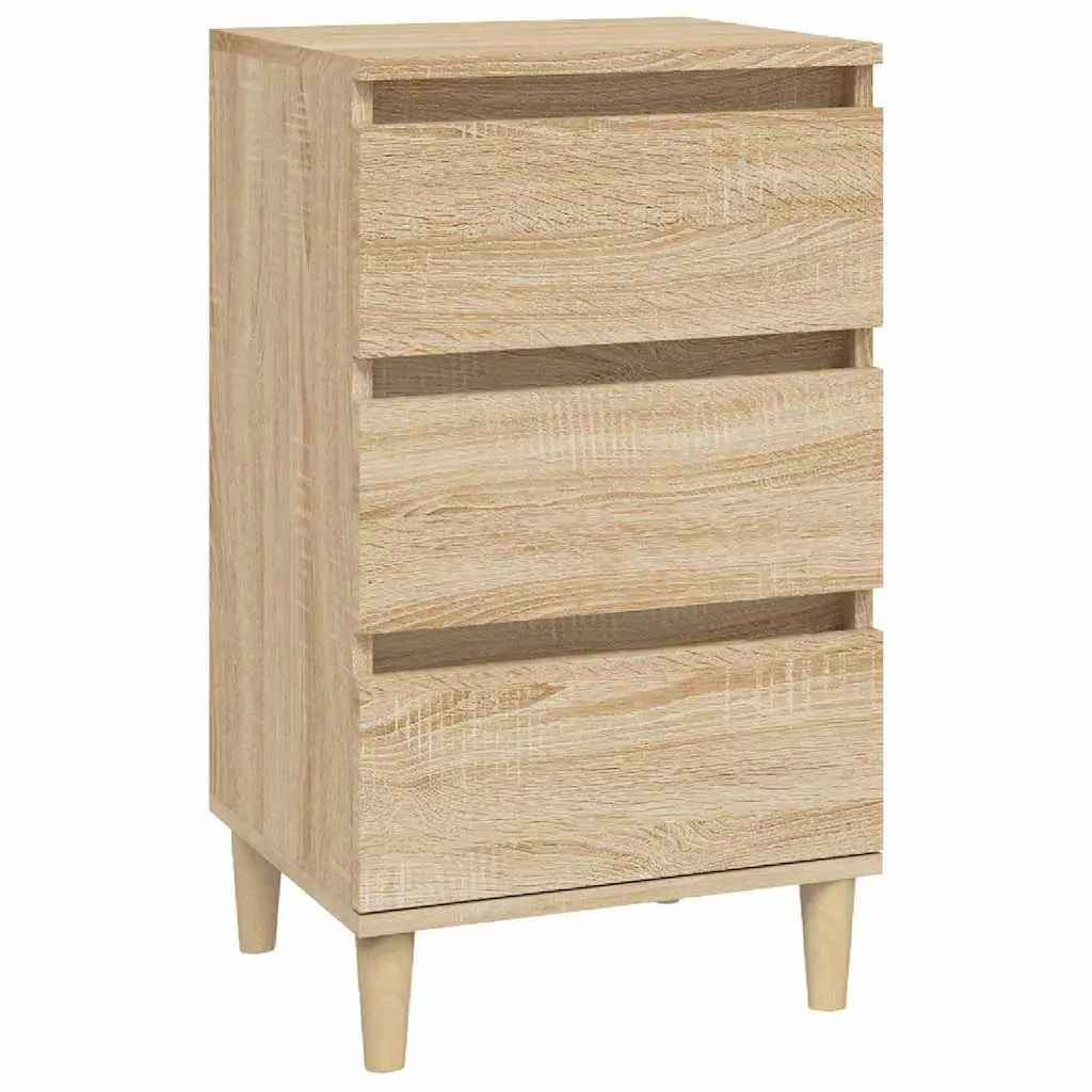 Bedside Cabinet Bedroom Storage 3 Drawer Brown Engineered Wood Nightstand