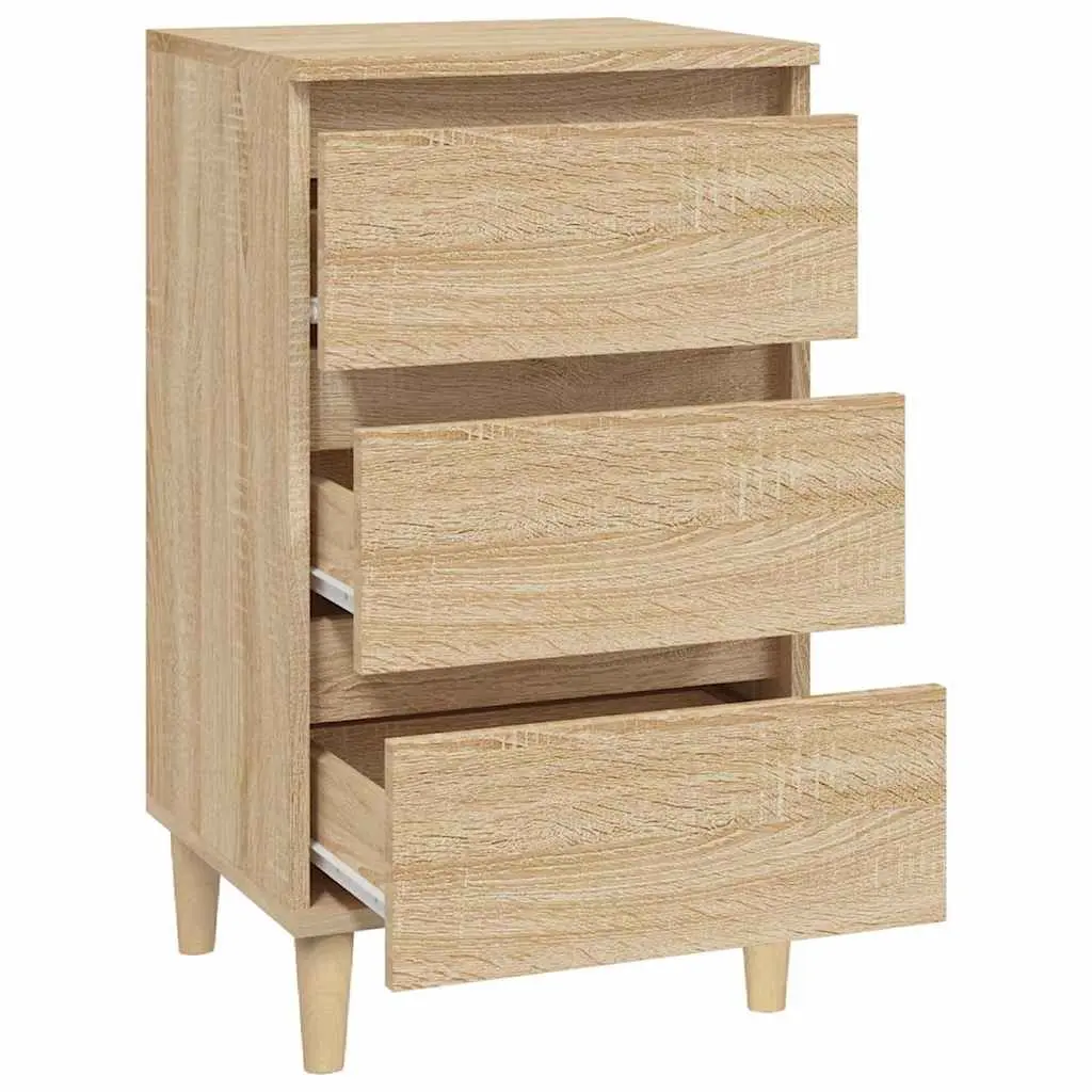 Bedside Cabinet Bedroom Storage 3 Drawer Brown Engineered Wood Nightstand