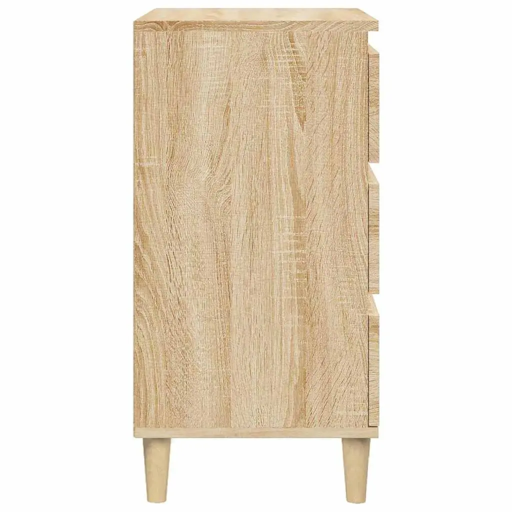 Bedside Cabinet Bedroom Storage 3 Drawer Brown Engineered Wood Nightstand