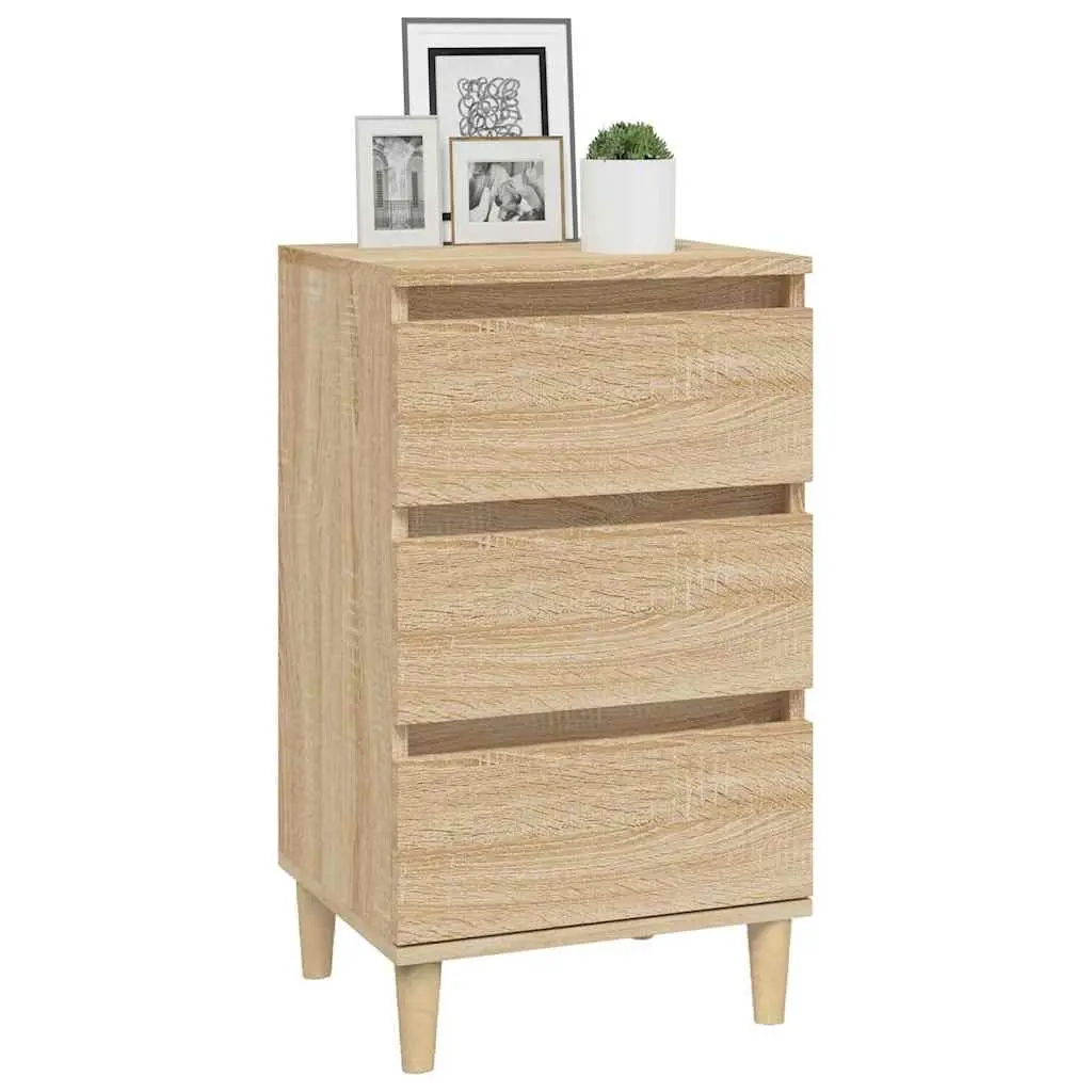 Bedside Cabinet Bedroom Storage 3 Drawer Brown Engineered Wood Nightstand