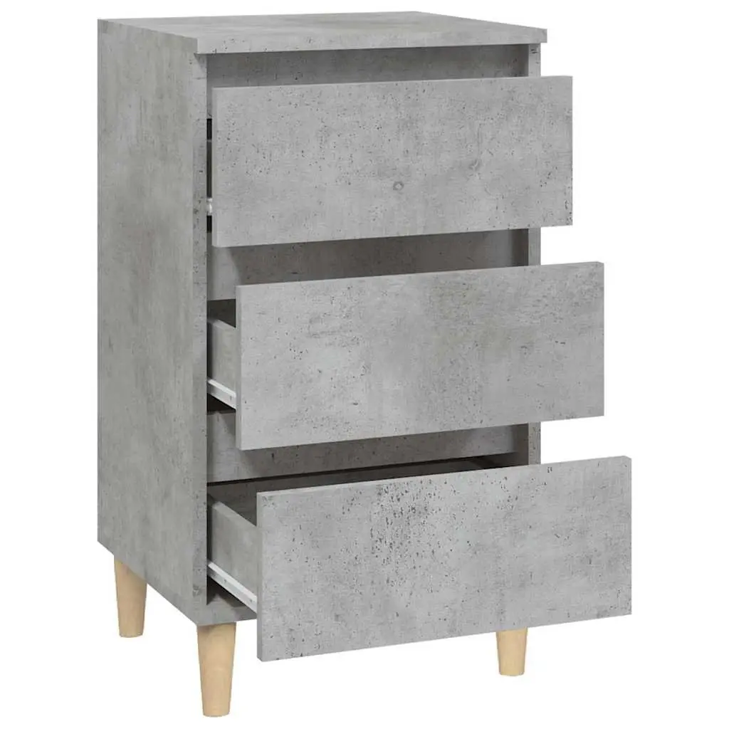 Bedside Cabinet Grey 40x35x70 cm Engineered Wood 3 Drawers Nightstand