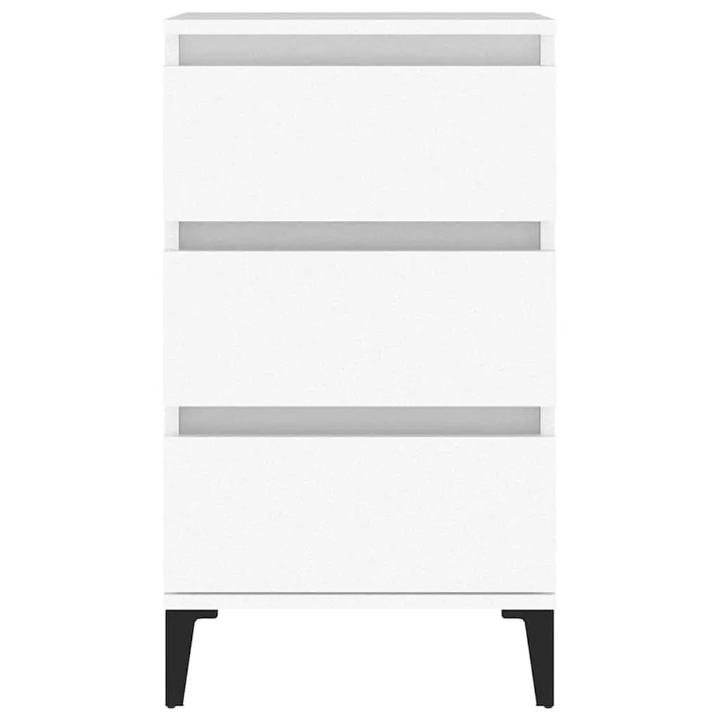 Bedside Cabinet White Industrial Style Nightstand 40x35x70cm 3 Drawer Storage