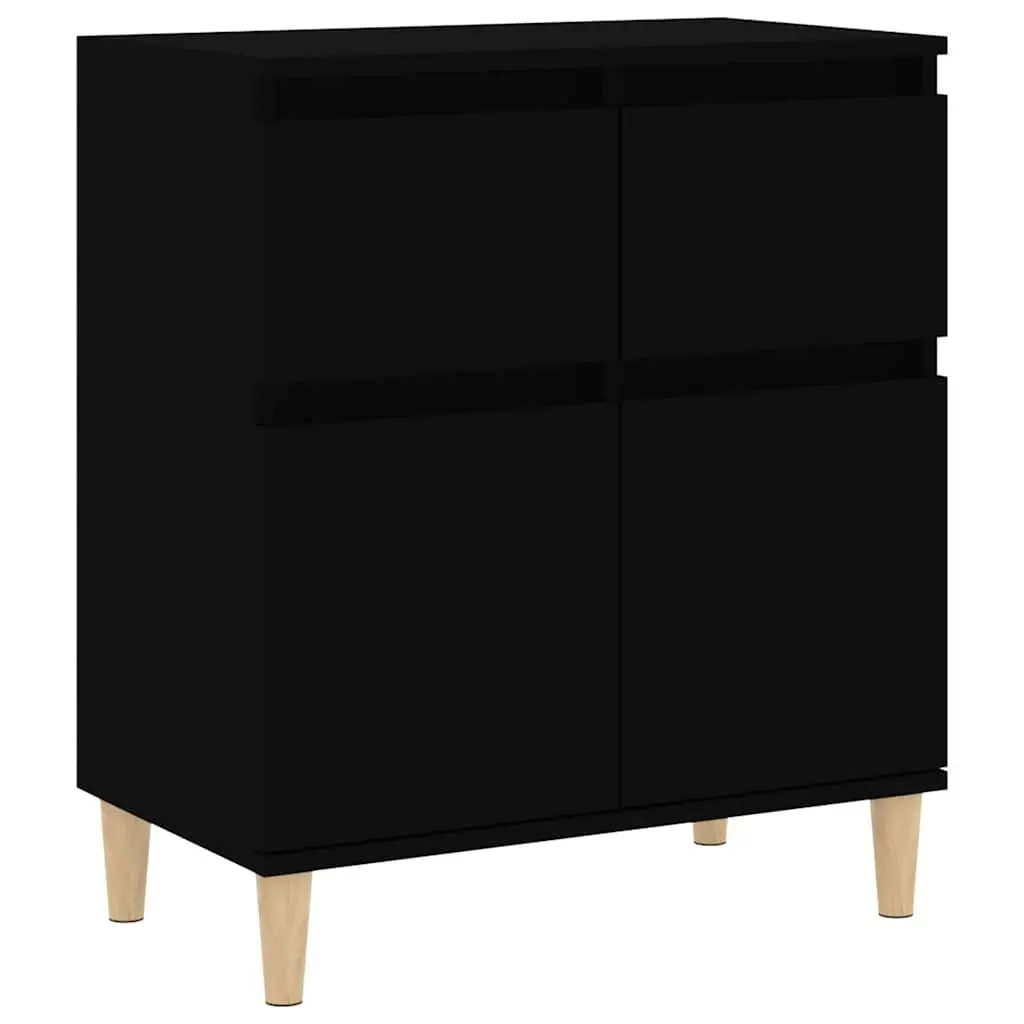 Sideboard Black Living Room 60x35x70 cm Buffet Cabinet Storage Cupboard 2 Drawers 2 Doors