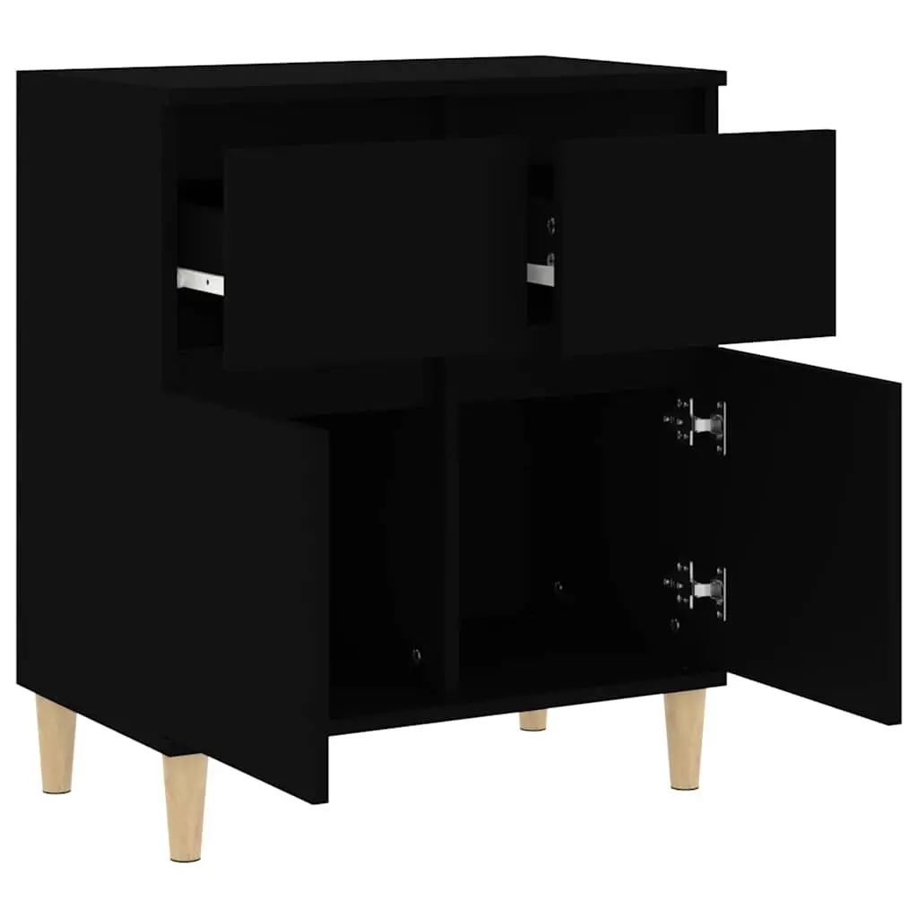 Sideboard Black Living Room 60x35x70 cm Buffet Cabinet Storage Cupboard 2 Drawers 2 Doors