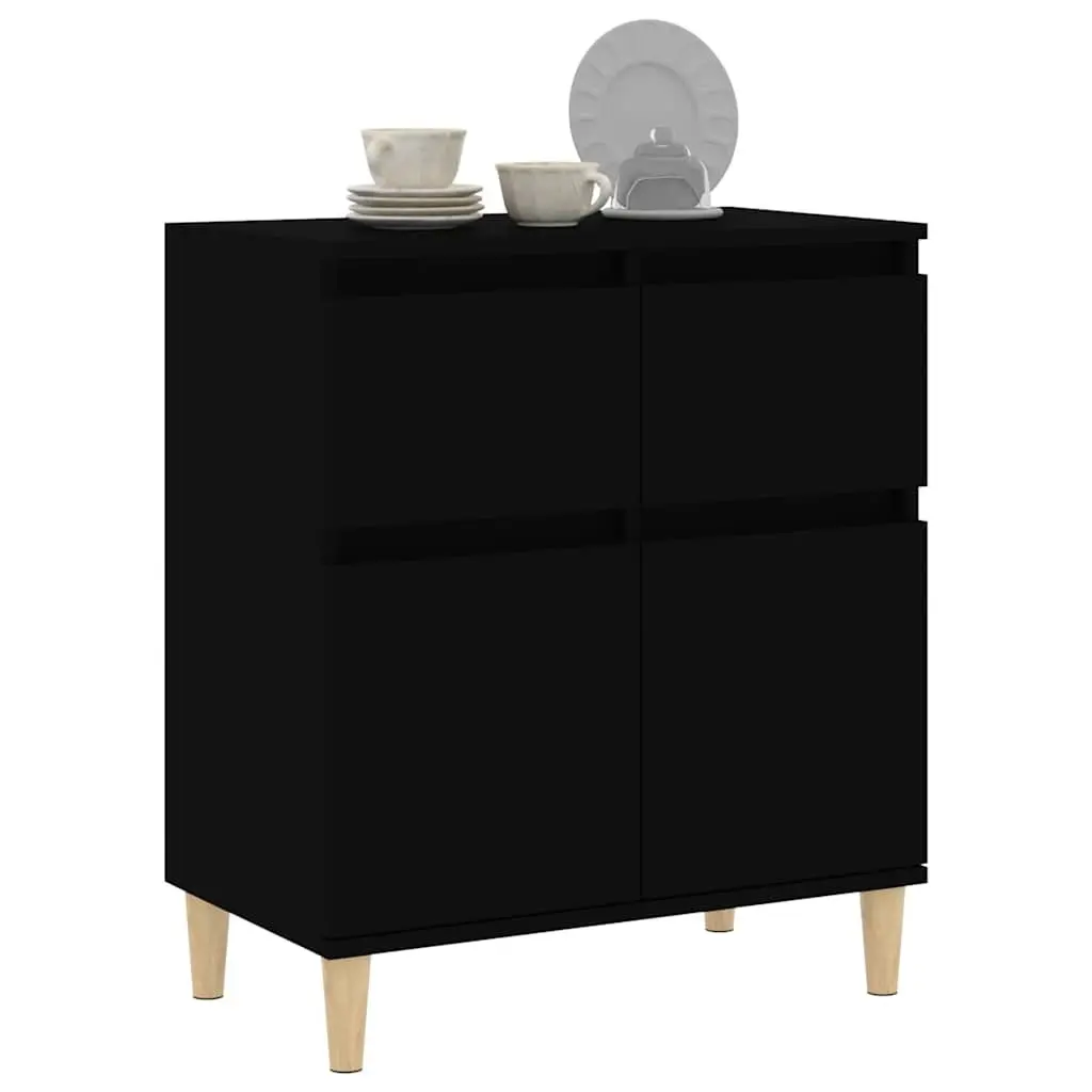 Sideboard Black Living Room 60x35x70 cm Buffet Cabinet Storage Cupboard 2 Drawers 2 Doors