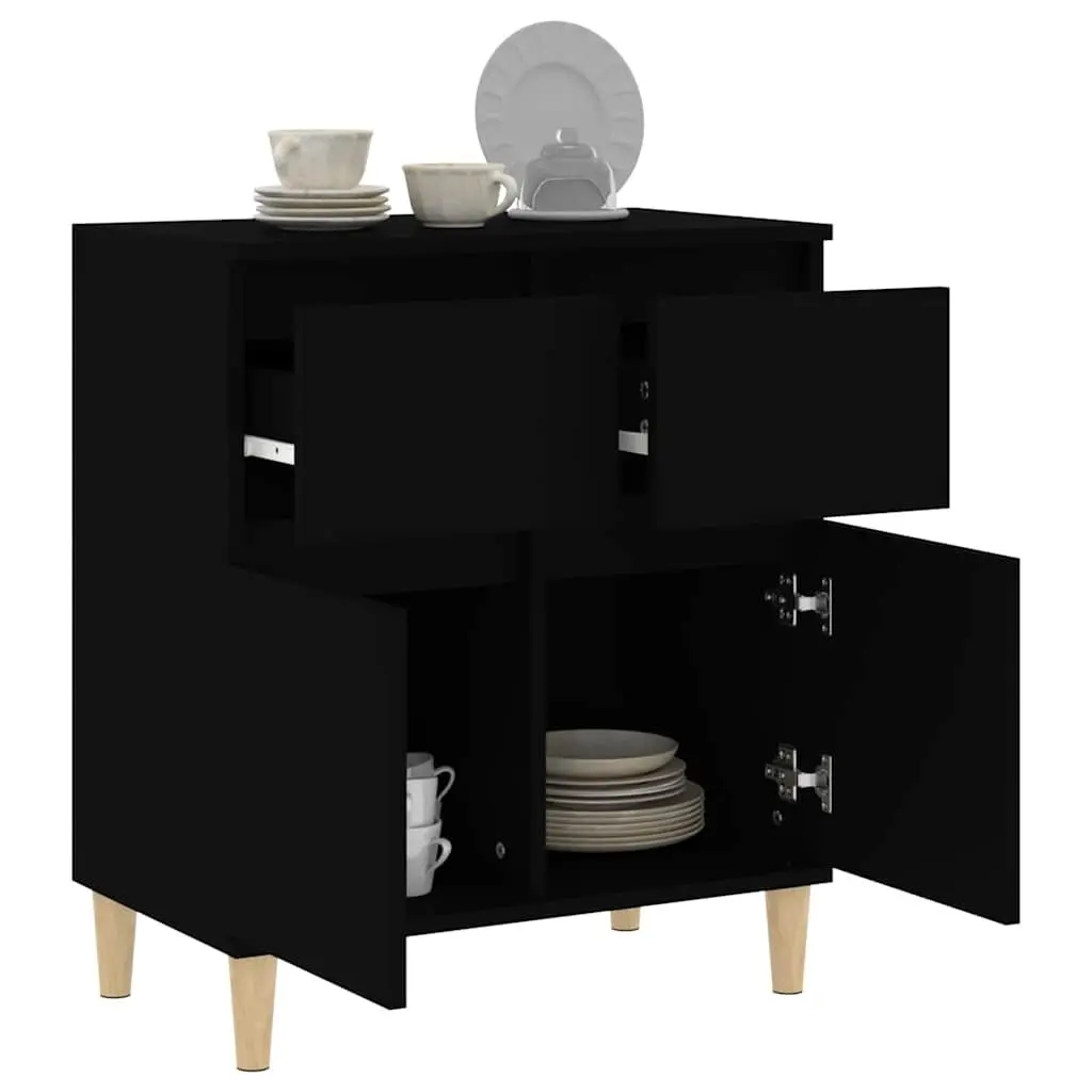 Sideboard Black Living Room 60x35x70 cm Buffet Cabinet Storage Cupboard 2 Drawers 2 Doors