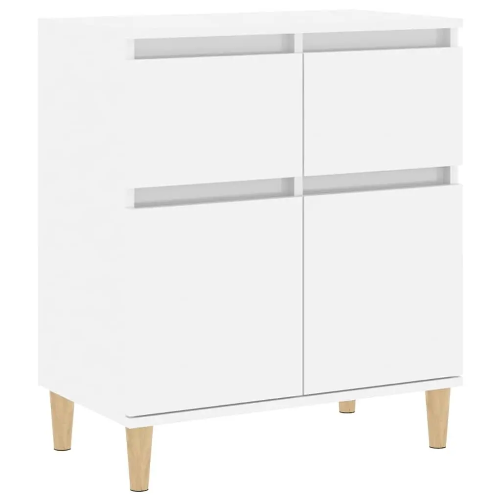 Sideboard High Gloss White Storage Cabinet 60x35x70cm Drawers Compartments