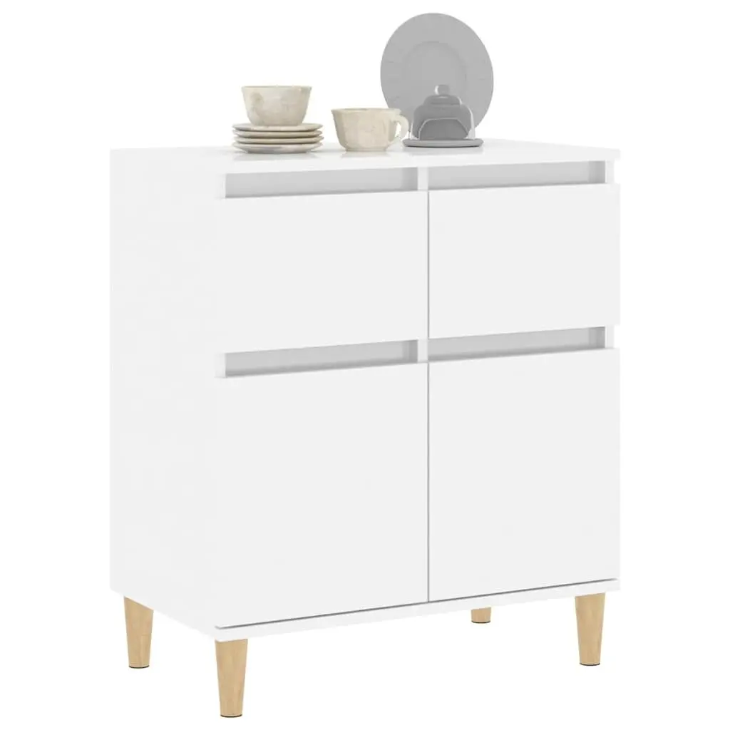 Sideboard High Gloss White Storage Cabinet 60x35x70cm Drawers Compartments
